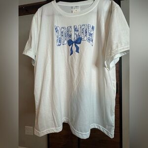 White and Blue Dog Mom Tee Shirt